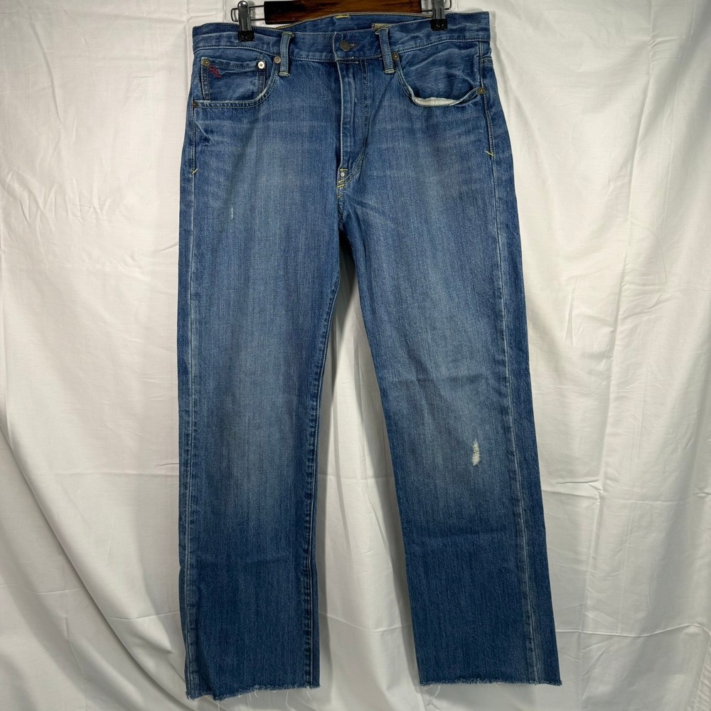 Polo Ralph Lauren Jeans Vintage Straight Leg Denim‎ Distressed Frayed Hem 32x32